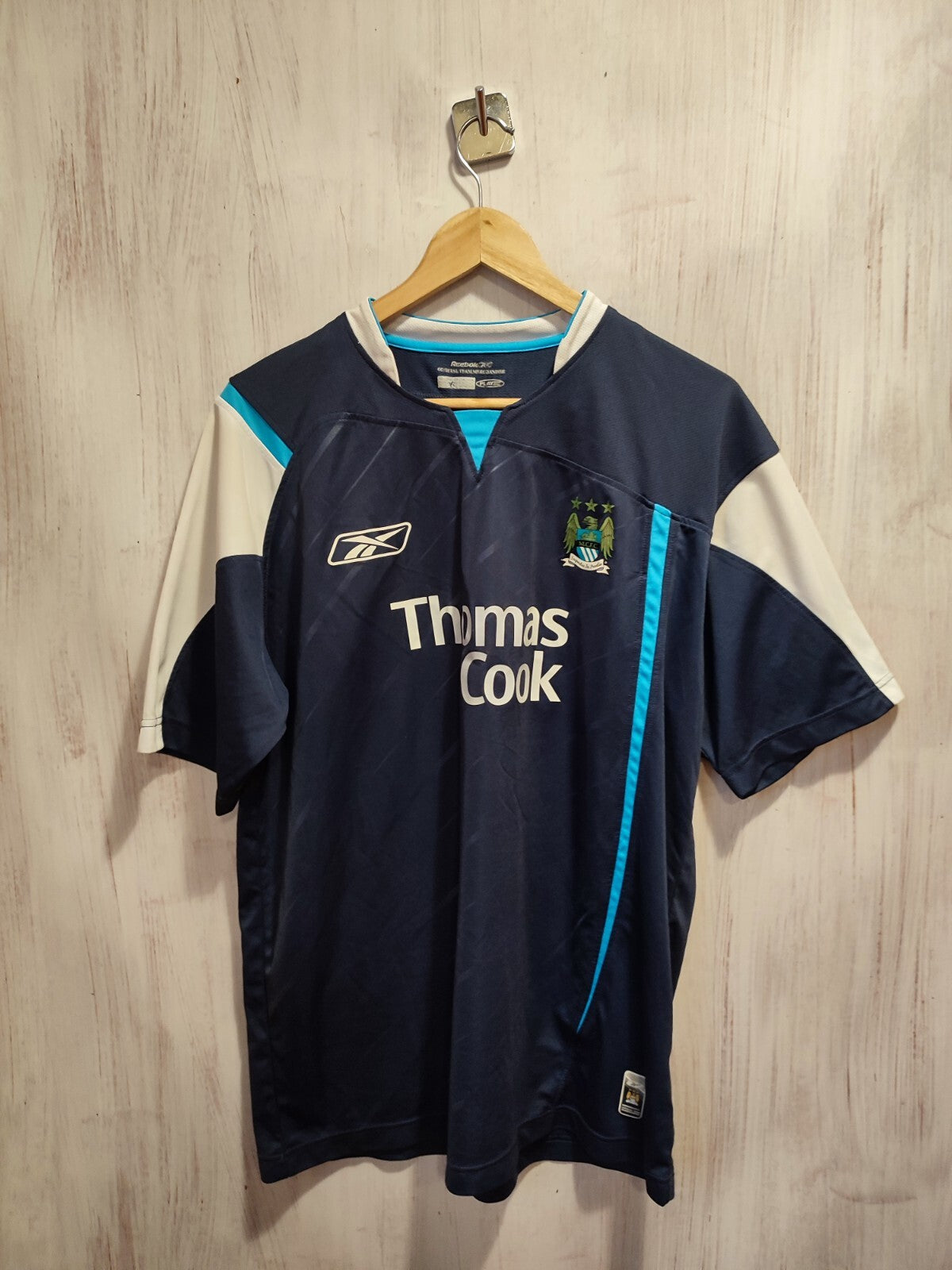 Manchester City 2005 2006 away Sz L shirt jersey soccer football kit tee Reebok