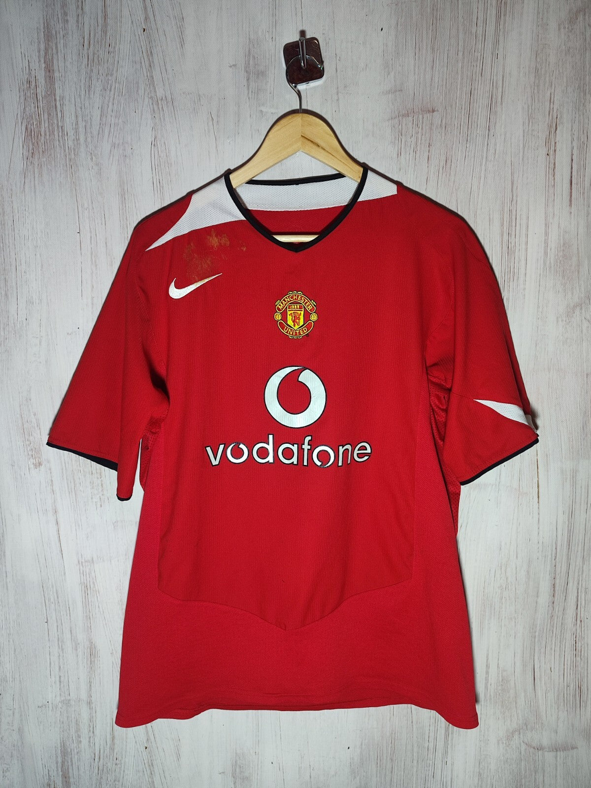 Manchester United 2004 2005 2006 home Sz L soccer shirt jersey football kit tee