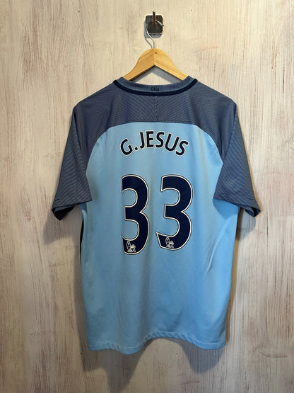Manchester City 2016 2017 home Sz L Nike soccer shirt jersey football Jesus kit