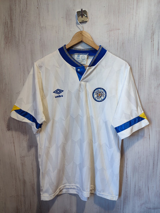 VINTAGE Leeds United 1990 1991 home Sz M Umbro jersey shirt soccer football kit