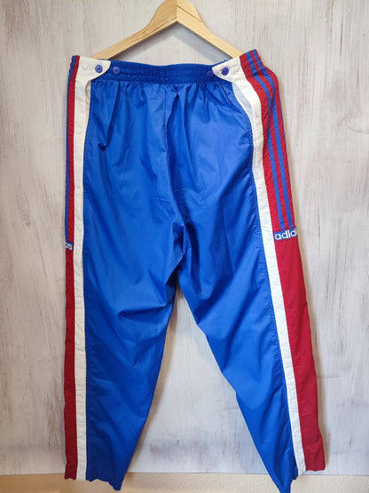 VINTAGE France 1990's Sz L Adidas buttons track suit jacket pants training 90's