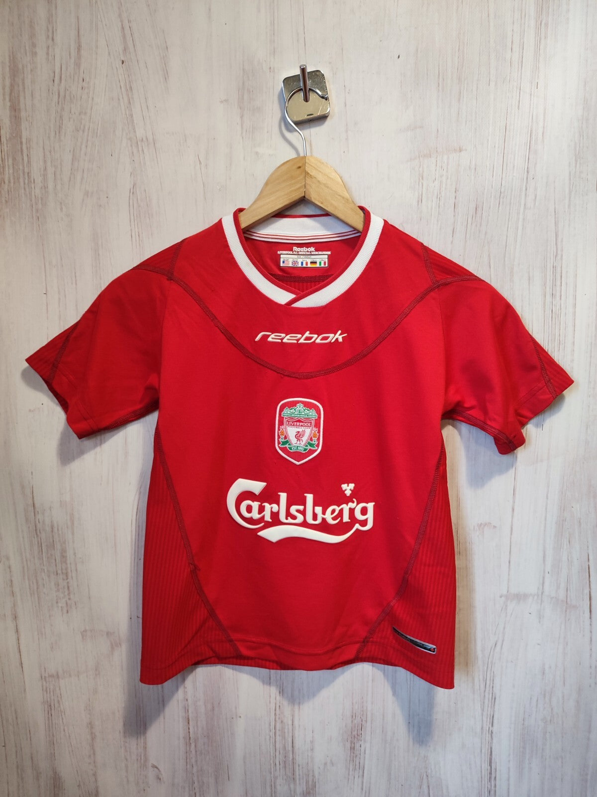Kids Sz M FC Liverpool 2002 2003 2004 home shirt soccer football jersey kit Owen