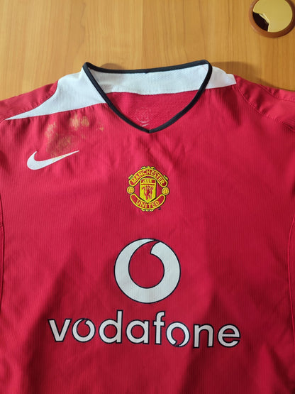 Manchester United 2004 2005 2006 home Sz L soccer shirt jersey football kit tee