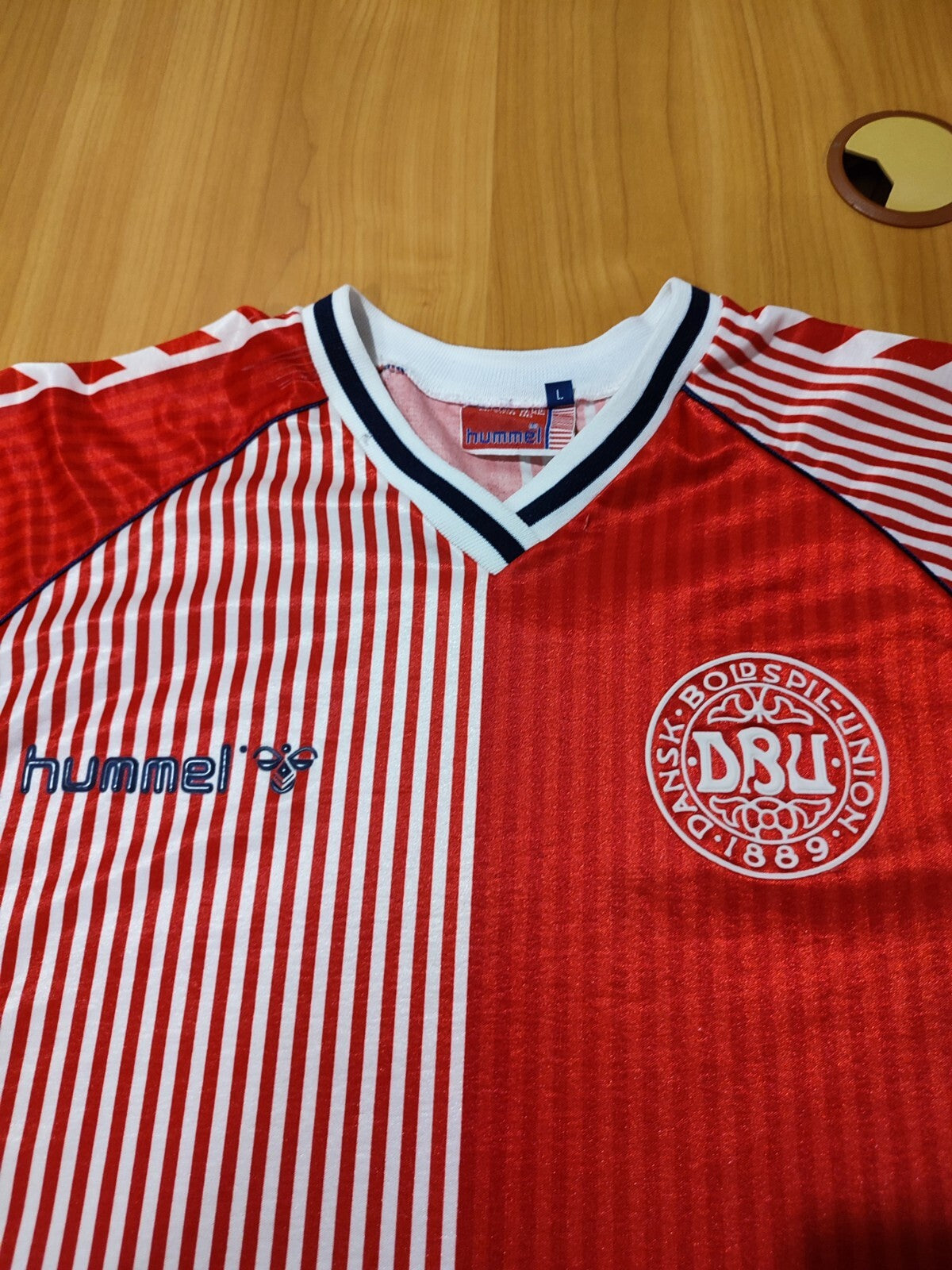 VINTAGE Denmark 1986 home Size L Hummel shirt jersey football soccer kit Dansk