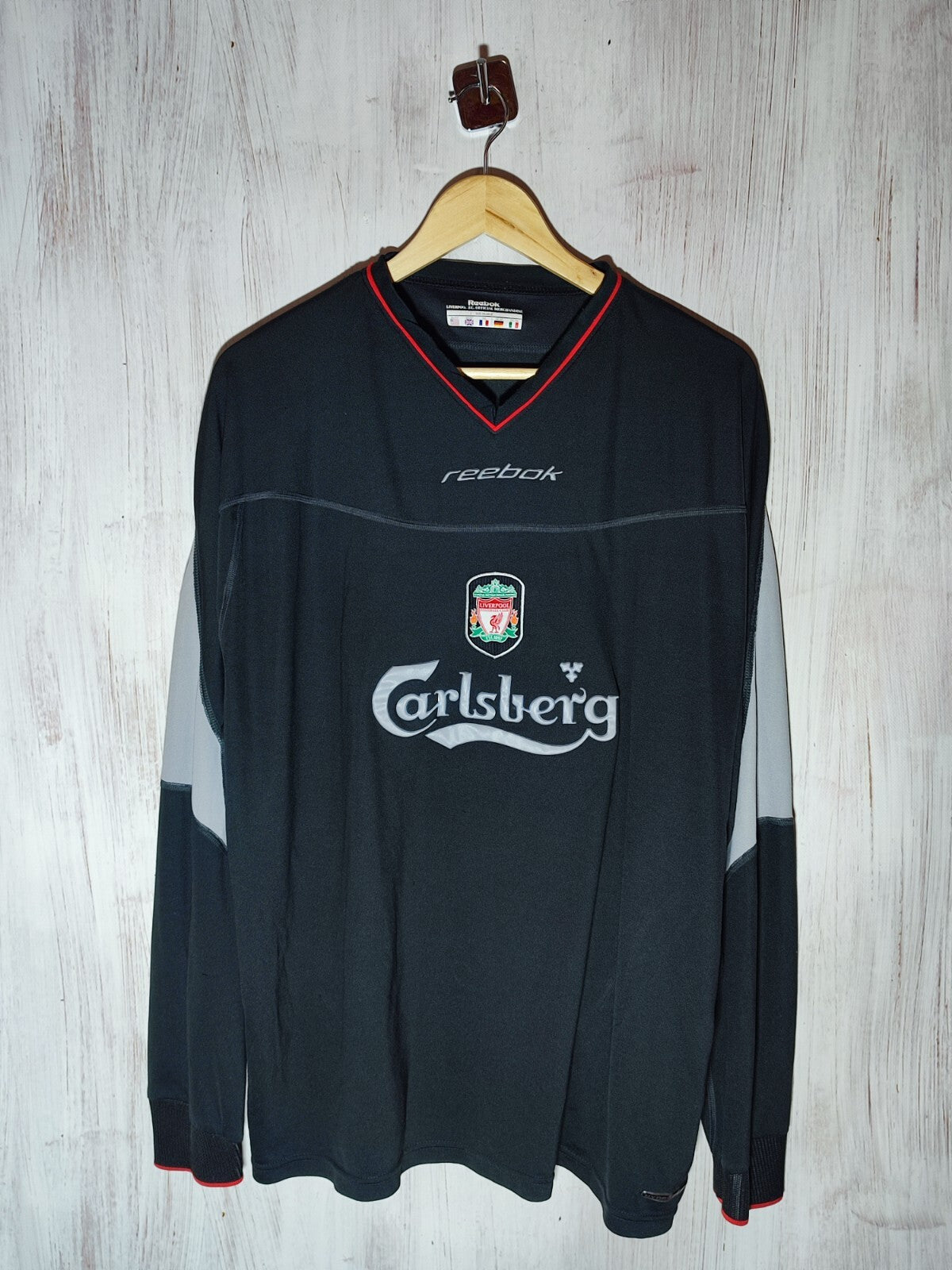 FC Liverpool 2002 2003 2004 away Sz 2XL football L/S shirt jersey Reebok kit XXL