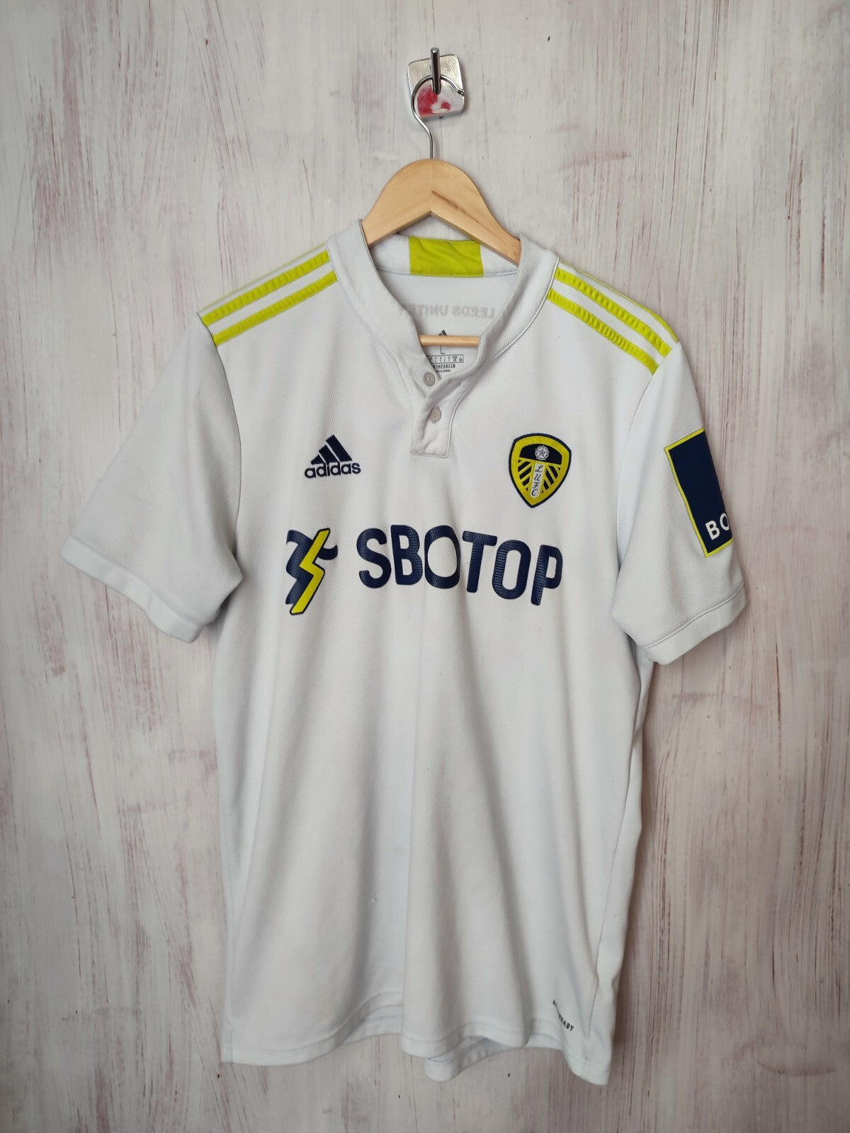 Leeds United 2021 2022 home Sz L Adidas jersey shirt soccer football maillot kit