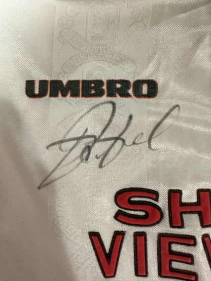 SIGNED kids Manchester United 1998 1999 away shirt jersey kit soccer football