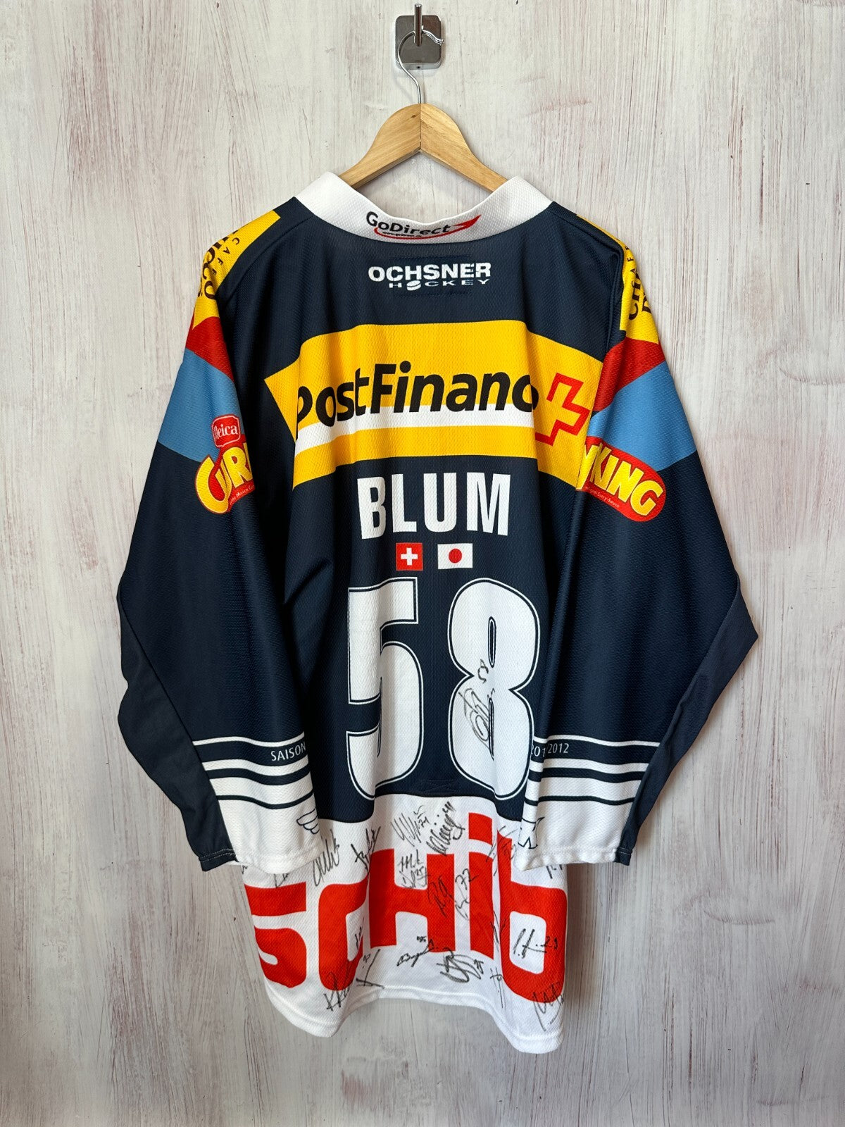 EHC Kloten Flyers #58 Blum MATCH WORN? Size XL Nike Ice Hockey jersey shirt kit