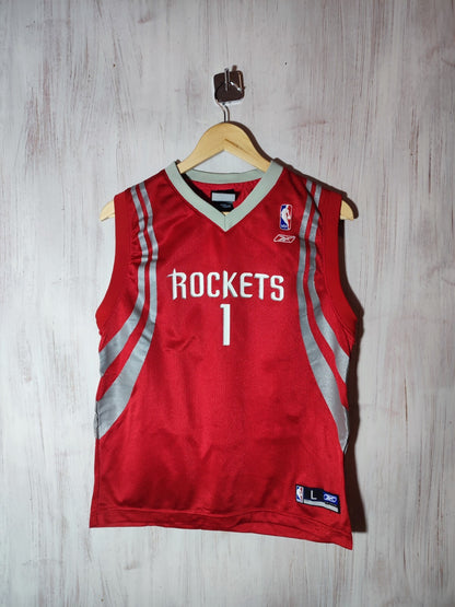 Kids 14-16y Houston Rockets #1 McGrady Size L Reebok jersey shirt kit tee Youth