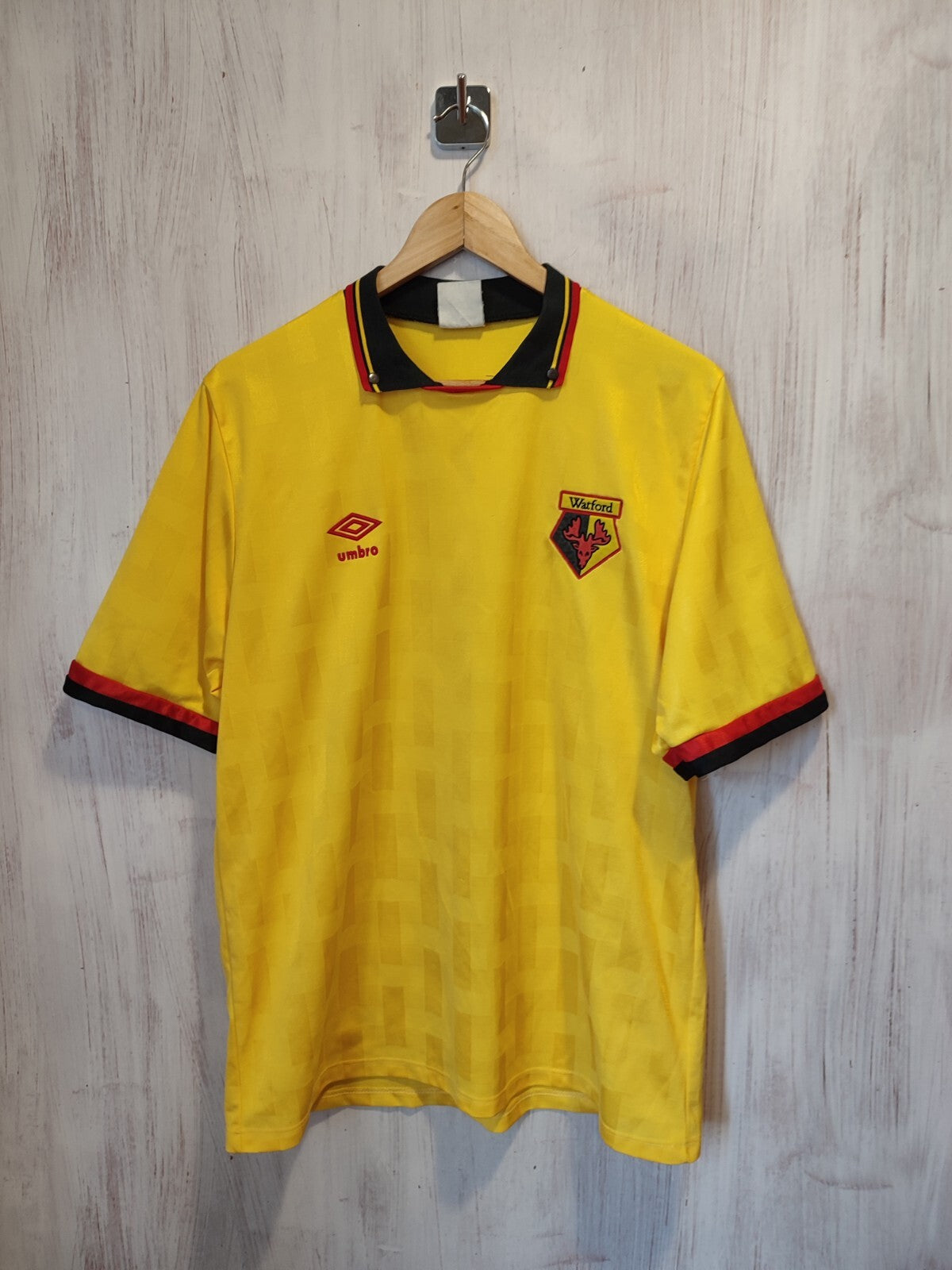Watford 1989 1990 1991 away Sz L shirt jersey soccer football maillot kit Umbro