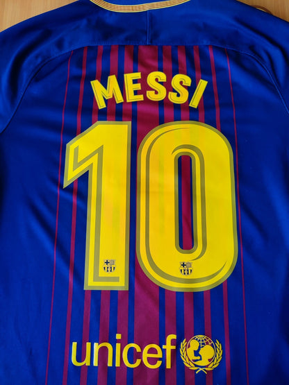 FC Barcelona 2017 2018 home Sz M Nike shirt jersey soccer football kit tee Messi